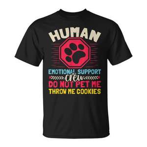 Camiseta del equipo de apoyo emocional humano: No me acaricien, lánzame galletas - Product Image 1