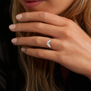 Elegant 925 Sterling <b>Silver</b> Moissanite Diamond Curve <b>Ring</b> <b>Band</b> for Women Wedding Anniversary Fine Jewelry - Product Image 2