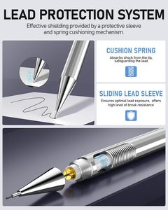 Bút Chì Cơ Khí Thiết Lập 0.9Mm 4Pcs Kim Loại Bút Chì Cơ Khí Thiết Lập Với Trường Hợp 3Pcs 4B Erasers Nghệ Thuật Bút Chì Cơ Khí Thiết Lập Cho Các Văn - Product Image 5