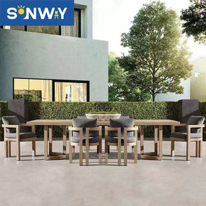 Ensemble de meubles de jardin en métal moderne, imperméable, en aluminium, chaise longue de patio confortable et portable, 5 places - Product Image 6