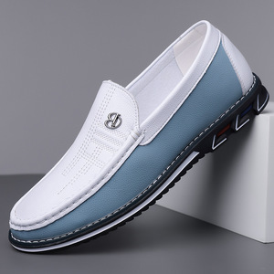 Mocassins pour hommes à bout rond, à enfiler, respirants, semelle extérieure en caoutchouc, doublure en PU, avec boucle décorative, couleur unie, chaussures de conduite décontractées, taille 48 - Product Image 3