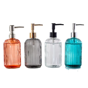 ขวดสบู่แก้วสีขนาด 330 มล. 400 มล. แบบกำหนดเอง ขวดสบู่ล้างมือแบบใช้ซ้ำได้ พร้อมหัวปั๊มสแตนเลส - Product Image 1