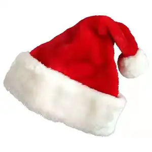 Venta al por mayor de vacaciones Adultos Niños Santa Clasuse Sombreros Red Lighting Christmas Cap para el día de Navidad