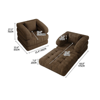 Canapé-lit modulaire en velours côtelé convertible et pliable pour salon et appartement – Canapé de compression