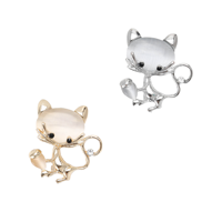 Broche chat mignon en alliage avec strass, épingle de revers animale pour femme, cadeau de fête, accessoire vestimentaire