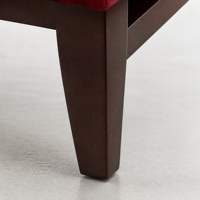 Chaise de salle à manger moderne en tissu rouge, fauteuil rembourré avec cadre en bois, dossier géométrique et accoudoirs pour hôtel, restaurant, salon