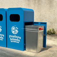 Poubelle de recyclage bleue personnalisée à 2 compartiments, poubelle extérieure en métal pour les poubelles de rue et les parcs de la ville