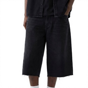 Pantalones Cortos de Verano para Hombre, Estilo Urbano, Rectos, Personalizados, Holgados, Desgastados, Lavado Oscuro, 100% Algodón, Denim Sólido, Jeans Vintage a la Moda - Product Image 1