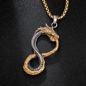 Colgante Retro Majestic Vikingo con Dragón de Ocho Caracteres, Accesorios de Acero Inoxidable Europeos y Americanos, Venta al por Mayor, para Hombre y Mujer - Product Image 3