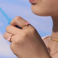 Bijoux fantaisie pour femme en acier inoxydable émaillé, thème bouddhisme et bambou : collier, bracelet, bague clou