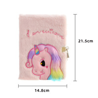 Vente en gros de cahiers en peluche licorne A5 avec serrure pour enfants journal intime avec mot de passe pour étudiants cahier de papeterie pour récompenses scolaires