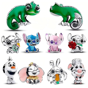 Abalorios de Plata 925 con Baño de Plata, Diseño Lindo de Stitch, Colgante para Collar, Pulsera <span class=keywords><strong>Pandora</strong></span>, DIY, Regalos para Fiestas y Festivales para Mujer - Product Image 1