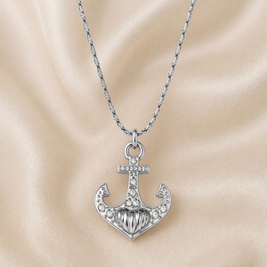 yunnique Stainless Steel Anchor Pendant Necklace With Zirconia Pave Setting For Women Gift Jewelry 18K Gold And Silver Tone - Product Image 4