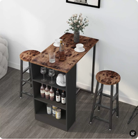 Table de salle à manger carrée en bois de cuisine avec cadre en métal