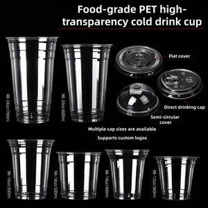Vasos y Tapas Desechables de Plástico PET, Impresión Personalizada Disponible para Bebidas Frías, Té Boba, Comida para Llevar - Product Image 5