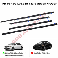 Juego de 4 Burletes Selladores de Moldura de Ventana para Honda Civic 2012 2013 2014 2015, Tira de Sello de Puerta Exterior en Negro