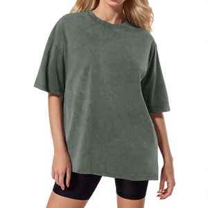 Camiseta de Mujer al por Mayor OEM con Logotipo Personalizado, 240 GSM, 100% Algodón, Corte Regular, Hombros Caídos, Lavado Ácido, Secado Rápido, Estilo Casual - Product Image 2