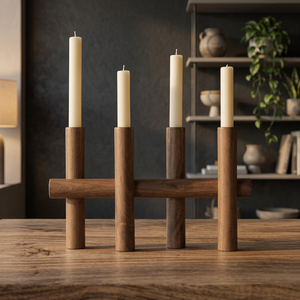 Mango Wood Candle Holder Decorative Wooden <b>Tealight</b> Stand for Dining Table Wedding Party Modern Farmhouse Home Decoration - Product Image 4