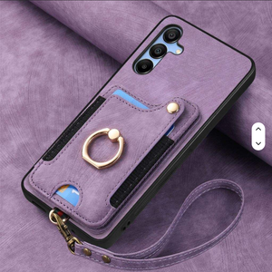 Pour <span class=keywords><strong>Galaxy</strong></span> A15 5G étui A15 portefeuille en cuir porte-carte bloquant la RFID couvercle à rabat magnétique anneau support dragonne <span class=keywords><strong>coque</strong></span> de téléphone - Product Image 1