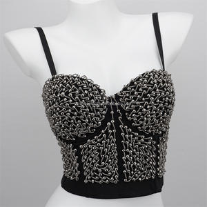 Novance Desi Girl-vestido Sexy con cuentas <span class=keywords><strong>de</strong></span> diamante, Bralette <span class=keywords><strong>de</strong></span> pico profundo, Top corto, Ropa <span class=keywords><strong>de</strong></span> noche, Corsés, sujetador Para Mujer, Juvenil - Product Image 1