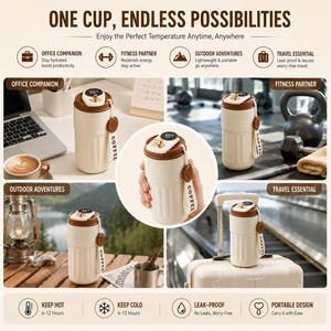 แก้วกาแฟสุญญากาศสำหรับสำนักงานท่องเที่ยวพร้อมโลโก้สั่งทำ แก้วเก็บความร้อนอัจฉริยะสแตนเลสพร้อมจอแสดงอุณหภูมิอัจฉริยะและโลโก้สั่งทำ - Product Image 2