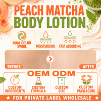 Lotion Corporelle Pêche Matcha 200ml Spirale Arc-en-ciel Double Couleur Hydratante Légère OEM Vente en Gros Personnalisée Nouveauté