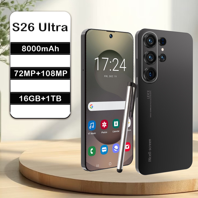 Top Selling S26 Ultra Android Smartphone 108MP Beauty Camera Ten-Core CPU Android 15