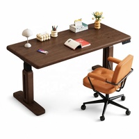 Bureau électrique réglable en hauteur en bois massif de qualité supérieure avec double moteur, table de bureau assis-debout de 120-160 cm de large, en noyer noir et cerisier