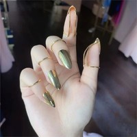 Ensemble d'anneaux à ongles en métal à cinq doigts, haut de gamme, imitation anneaux à ongles, motif géométrique, forme d'œuf, audacieux, unique, de niche, parfait pour un look exagéré