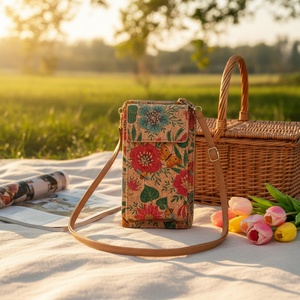 Fashion Vintage Retro Bohemian Lady Women's Crossbody Bag Zipper Closure Multi-function Large Capacity Cork Wood Grain Mobile - Product Image 6