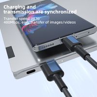 Câble de charge rapide Micro-USB 3A 60W en nylon bleu haute vitesse, très vendu, pour smartphones et tablettes