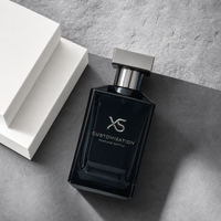 Flacon de parfum carré en verre vide avec bouchon en alliage de zinc argenté, emballage de Cologne noir, logo personnalisé, vente en gros d'usine