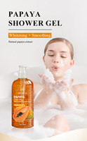 HEXFLU Gel Douche Papaye 500ml avec Vitamine E Hydratant Nettoyant Moussant pour le Corps Hommes et Femmes - Peaux Mixtes - M