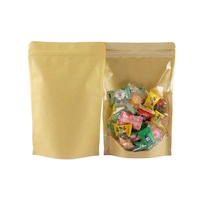 Sac avec fermeture à glissière pour aliments, pochette en papier Kraft, imperméable, avec fenêtre transparente, 1 pièce