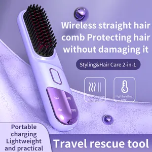NEW Wireless Mini Portable Travel Hair Straightener Home Charging Comb Anti-Static Feature Negative Ion Hair Straightening