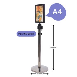 Poste <span class=keywords><strong>de</strong></span> señalización resistente con marco para póster A4 y 900 mm <span class=keywords><strong>de</strong></span> altura para <span class=keywords><strong>señales</strong></span> direccionales en fábricas o tiendas minoristas - Product Image 4