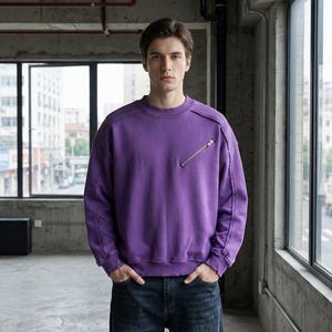 Sudadera de Cuello Redondo de Algodón 100 % de 280 g/m², Proveedor de Moda, Sudadera Deportiva Personalizada con Bolsillo con Cremallera, Sudadera Extra Grande para Hombre - Product Image 1