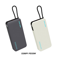Batterie externe 20 000 mAh avec câble intégré, charge rapide 22,5 W, batterie portable avec indicateur LED, logo personnalisé OEM pour les voyages
