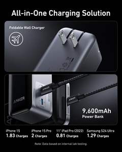 <span class=keywords><strong>Anker</strong></span> Prime Power Bank, Paquete de Batería de 9.600 mAh con Salida de 65W, Enchufe de CA Incorporado, Soporta PD 3,0 y PPS (Renovado) - Product Image 6