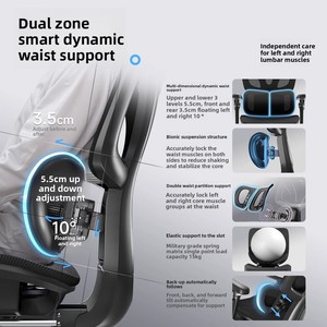 Sedia ergonomica da ufficio con supporto lombare sospeso a doppia ala comoda per una lunga seduta, adatta per l'uso in casa e in ufficio - Product Image 4