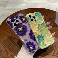INS Laser Bleu Twist Edge Fleurs IMD Doux Antichoc Couverture Arrière Téléphone étui pour iphone 16 15 14 12 11 Pro Max Plus pour les Filles