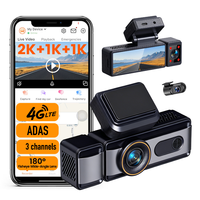 Caméra embarquée 4G 3 canaux avec écran IPS 3,2 pouces, WIFI, GPS, vision nocturne 2K, ADAS, BSD, boîte noire de voiture, prise en charge de la diffusion en direct 4G