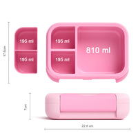 1200ml Draagbare BPA-vrije, voedselveilige kinderlunchbox met lekvrije 3-delige compartimenten voor school, picknick & reizen