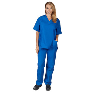 Unisex V-Neck Scrub <b>Set</b> Moisture Wicking Split Uniform For Nurses <b>Doctors</b> Hospital Workwear Short Sleeve Top And Pants - Product Image 4