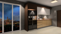 Système de meuble de cuisine modulaire italien simple, préfabriqué, en résine stratifiée, avec robinet au design moderne, pour armoire de cuisine philippine
