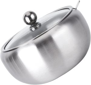 Ustensiles de cuisine, boîte de rangement à épices moderne en acier inoxydable 304, couleur argent, avec cuillère, couvercle en verre, écologique, sucrier, logo personnalisé - Product Image 4