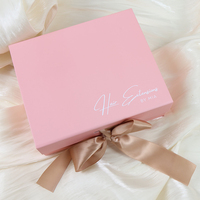 Caja de Regalo de Cartón Rígido Rosa de Diseño Personalizado de Lujo para Lencería con Recubrimiento UV de Lámina Dorada y Forro de Esponja