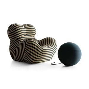 Poltrona Lazy Bear in Stile Moderno, Divano Reclinabile in Tessuto a Righe, Comodo Arredo per <span class=keywords><strong>Soggiorno</strong></span> e Camera da Letto - Product Image 1
