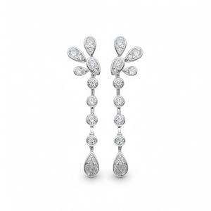 Boucles d'oreilles en or blanc avec diamants taille poire, couleur D naturelle, certifiées GIA, bijoux de luxe pour mariage, pour femme - Product Image 1