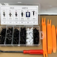 HE26 100 pièces de clips de fixation auto en plastique avec outils de démontage pour garnitures de panneaux de voiture